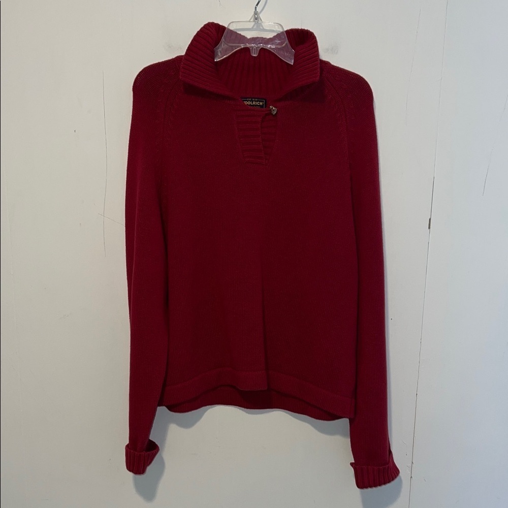 Woolrich Deep Red V Neck Sweater Ruby 072626